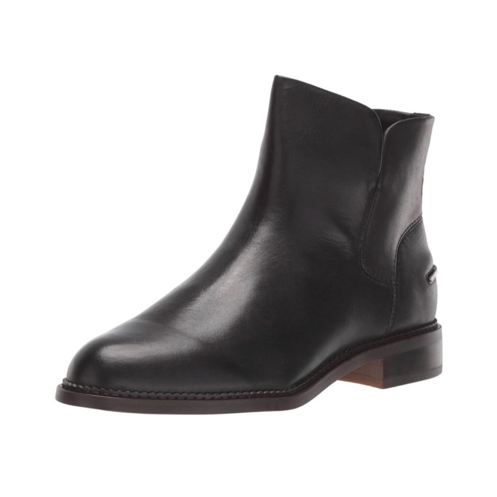 Franco Sarto Bealy Side Zip Leather Ankle Boots Black Women's Size 9 Medium